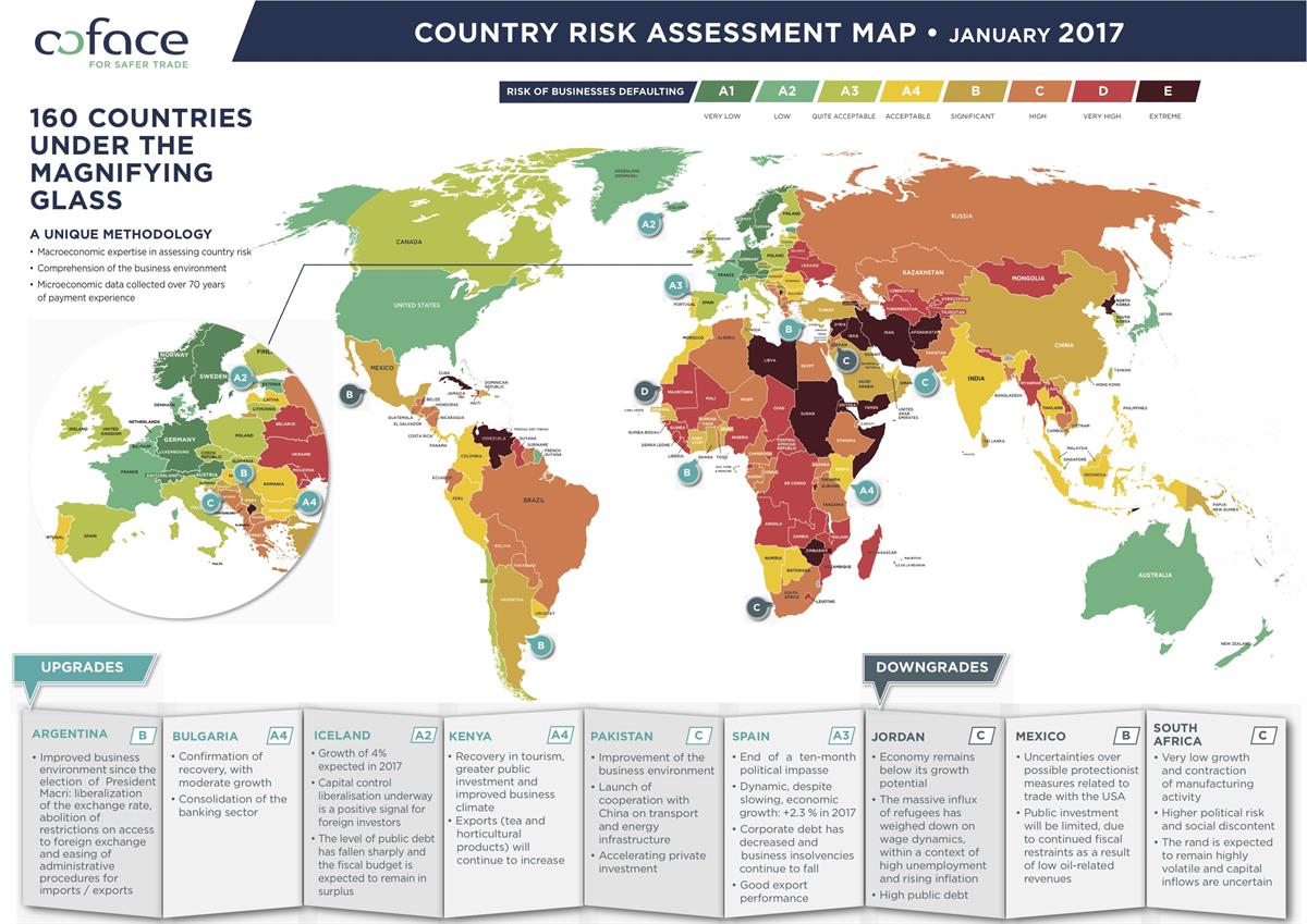 Coface Country Risk Landkarte Jänner 2017