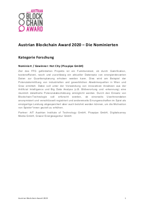 Austrian Blockchain Award 2020 – Kurzbeschreibungen Nominierte