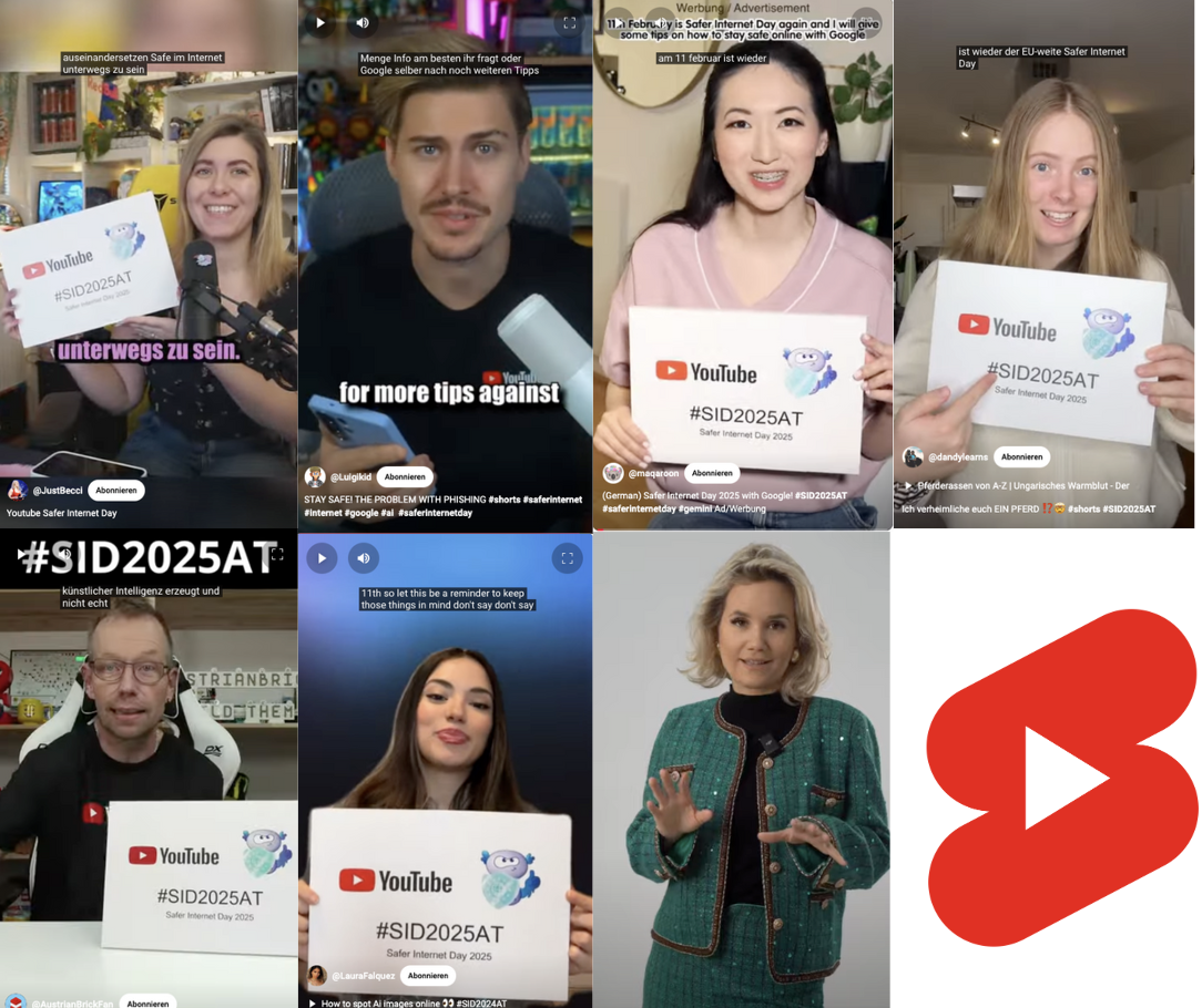 YouTube Shorts Videos von YouTuber:innen für den Safer Internet Day 2025