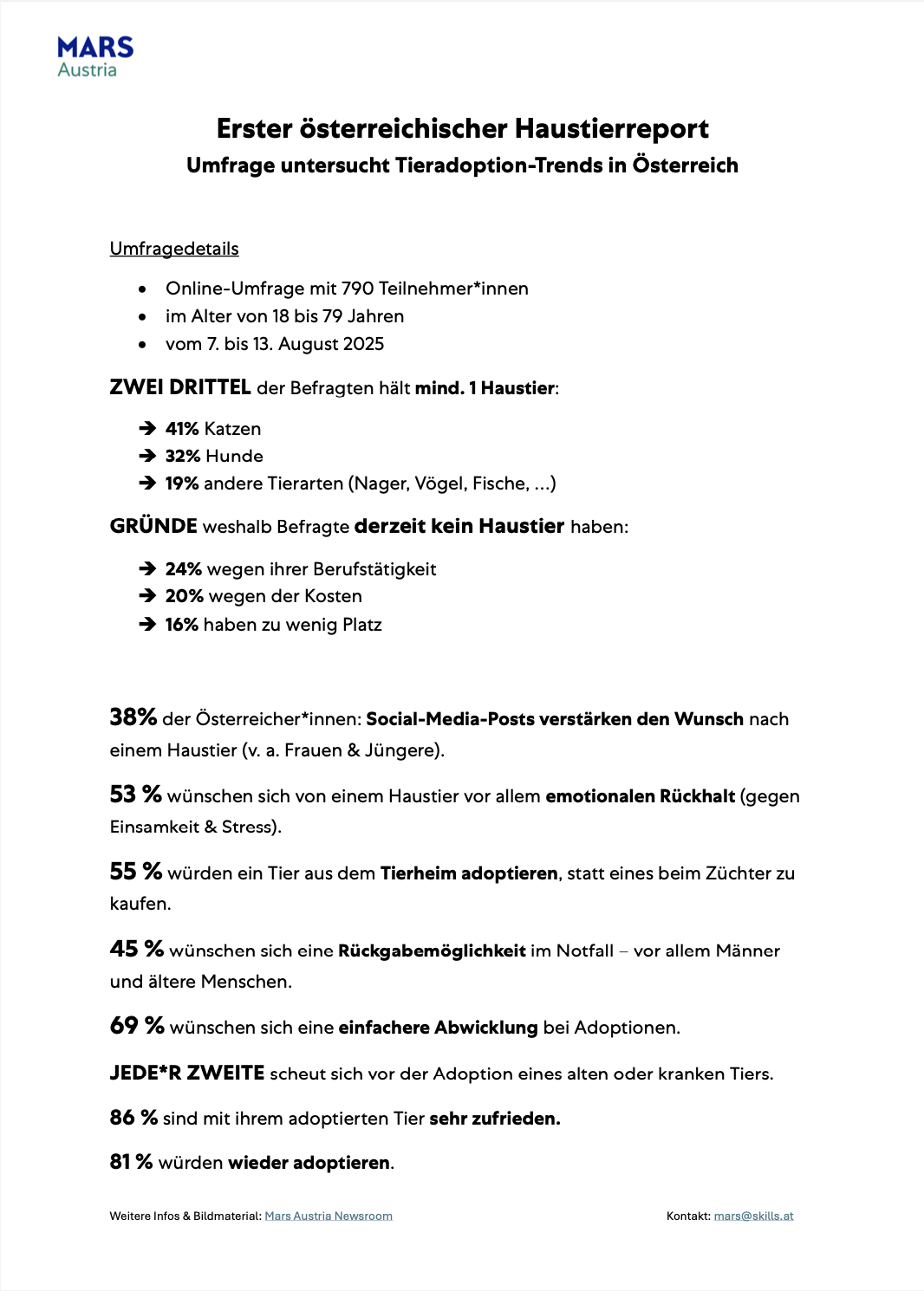 Factsheet Erster oesterreichischer Haustierreport